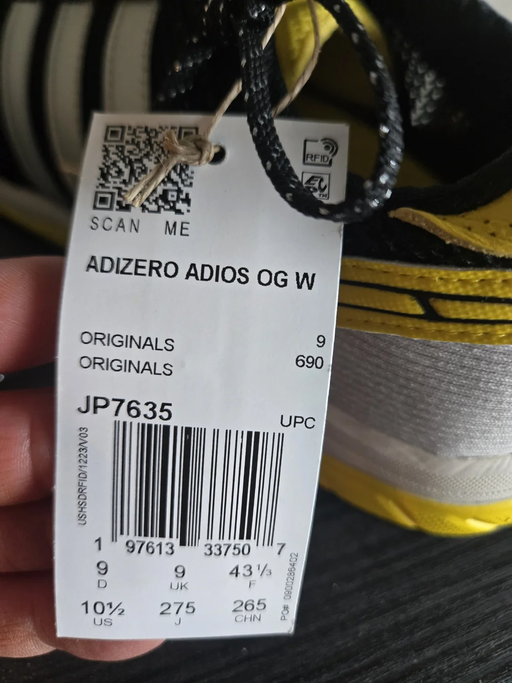 Adidas Adizero Womens 10.5 Black & Yellow Running Shoes New